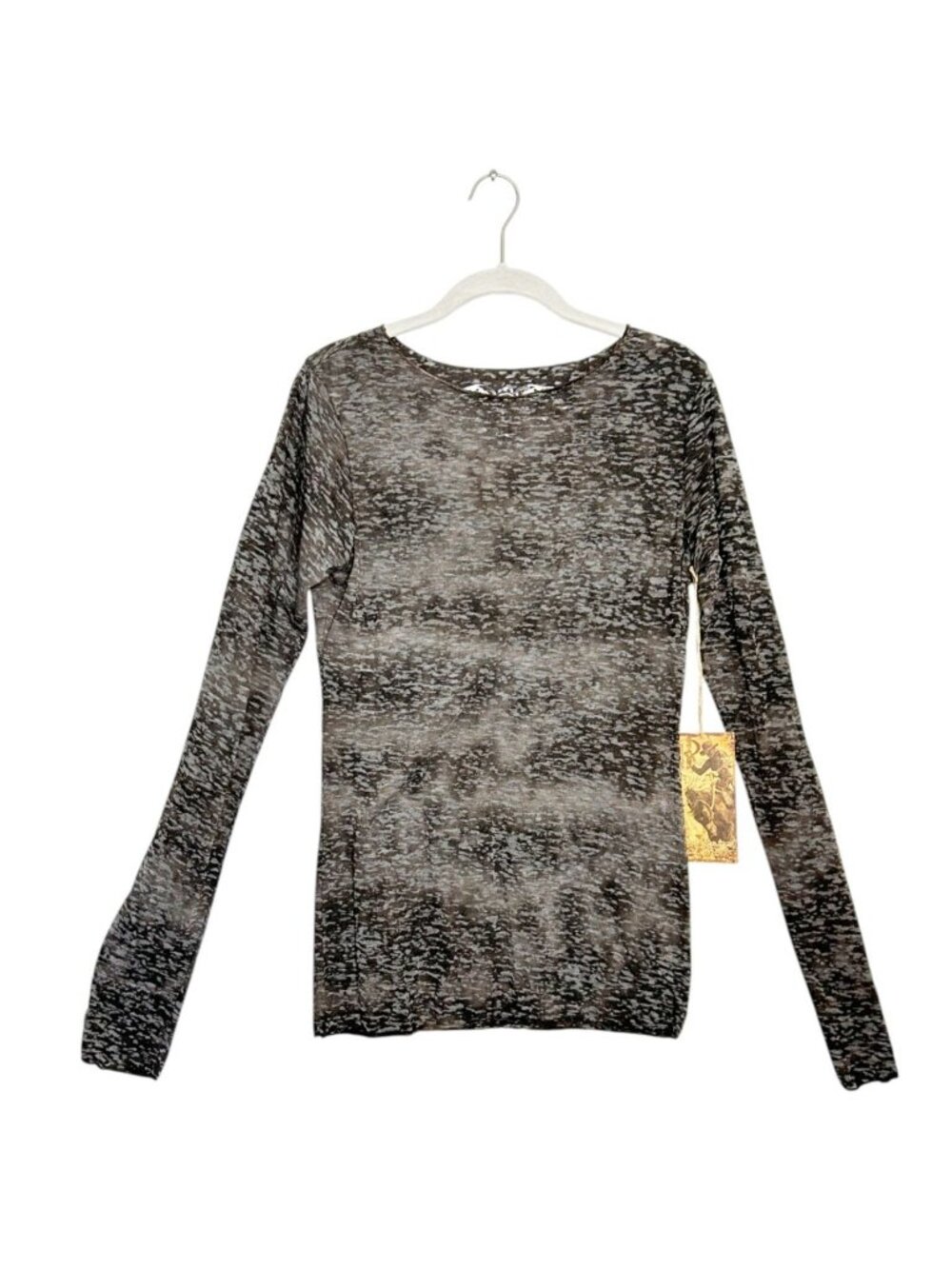 Wild at Heart Women's Print Long Sleeve Pullover Top in Gray - Sz S - New